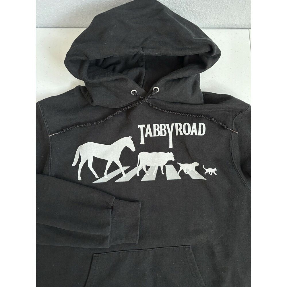 Champion Women's Small Black Graphic Tabby Road Hoodie Sweatshirt